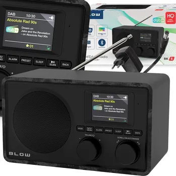 Radiopřijímač KUCHYŇSKÉ RÁDIO RETRO DAB+ FM BLUETOOTH SÍŤOVÉ LCD ANTÉNA BLOW RK5 ČERNÉ