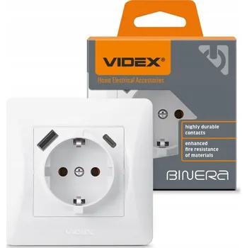 Elektrická zásuvka Elektrická Zásuvka USB nástěnná Videx bílá