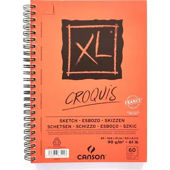Skicovací blok XL Croquis A5, 60 listů, Canson, spirálová vazba