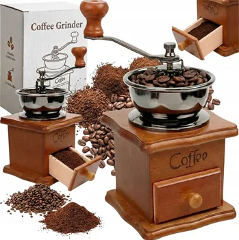 Kuchyňský mlýnek MLÝNEK NA PEPŘOVOU KÁVU DŘEVĚNÝ RUČNÍ TRADIČNÍ RETRO HMOŽDÍŘ