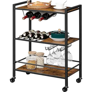 Konferenční stolek Servírovací vozík Vasagle Brutwood hnědý/černý