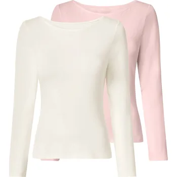 Dámské tričko esmara® Dámské triko s dlouhými rukávy, 2 kusy (růžová/bílá, XS(32/34))