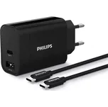 Nabíječka duální nástenná Philips DLP5321NB/12 + 1m kabel USBC na USBC, černý