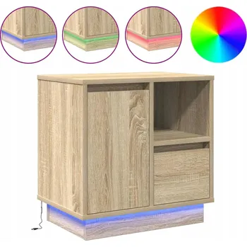 Noční stolek Moderní noční stolek s LED osvětlením dub sonoma 50 x 34.5 x 50 cm