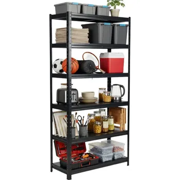 Dílenský regál Lakovaný celokovový regál Mamutex Standard 2200x800x400 mm - 6 polic, nosnost 720 kg, černý