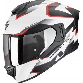 Helma na motorku Přilba SCORPION EXO-530 AIR CLIP MATT WHITE/BLACK/RED červená + DÁRKY ZDARMA