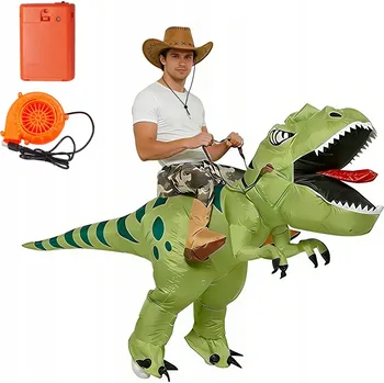 Karnevalový kostým NAFUKOVACÍ KOSTÝM DINOSAURA PRO DOSPĚLÉ PŘEVLEK 150-190CM HALLOWEEN