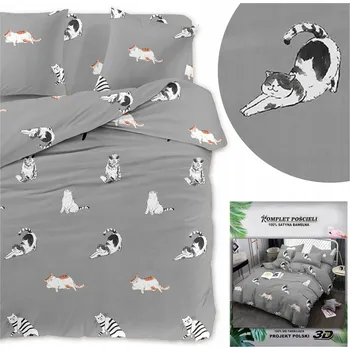 Povlečení Povlečení 160x200 3dílná sada povlaků 70x80 saténové Maria s kočkami