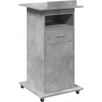 Konferenční stolek Mobilní řečnický pult s výklopnou deskou, šedá betonu, 55 x 55 x 107 cm