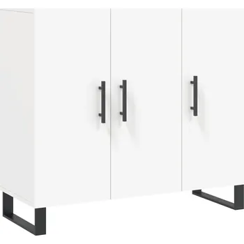 Komoda Bílá skříňka s kovovými nožičkami 90 x 34 x 80 cm, materiál dřevotříska