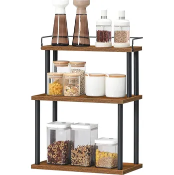 regál Stolní kuchyňský regál Vasagle Felaro 38 cm černý/hnědý