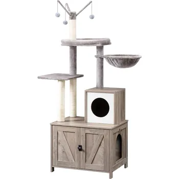 Škrabadlo pro kočky Vasagle Monta 150 cm s toaletou šedé