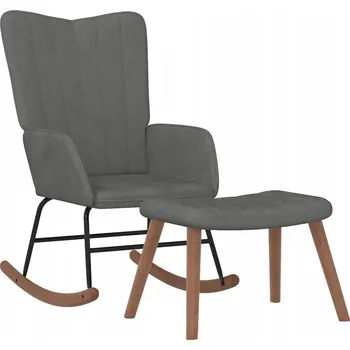 Křeslo Houpací křeslo s podnožkou, sametové, tmavě šedé, 61x78x98 cm