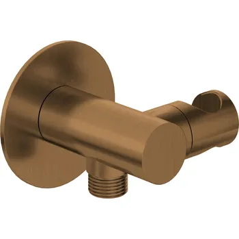 Tyč na sprchový závěs Deante Silia, úhlové zakončení, polohovatelný držák na ruční sprchu, bronzová, DEA-NQS_C57K