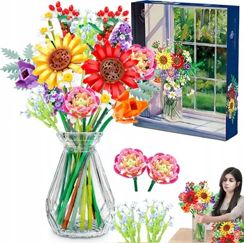 ostatní stavebnice STAVEBNICE KVĚTINOVÁ KYTICE VELKÁ SADA DÁREK KVĚTINY 891 dílů FLOWERS WORLD