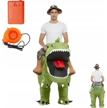 Karnevalový kostým NAFUKOVACÍ PŘEVLEK KOSTÝM DINOSAURUS T-REX ZELENÝ 150-190 cm