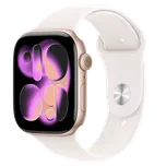APPLE Watch 11 GPS + Cellular 42mm růžově zlatý hliník - světle ruměný sportovní řemínek - S/M