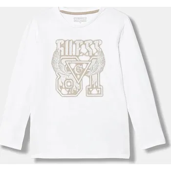 Dětská móda Dětské bavlněné tričko s dlouhým rukávem Guess L6RI00.K8HM4.PPY2 bílá 00X, vel. 158-166