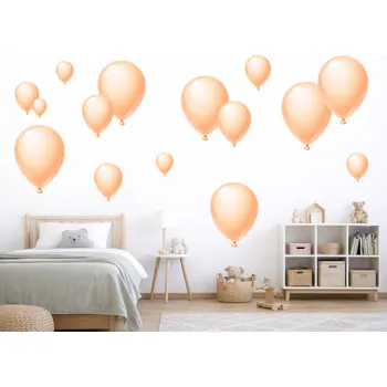 Samolepící dekorace Oranžové nafukovací balónky samolepky na zeď arch 45 x 45 cm