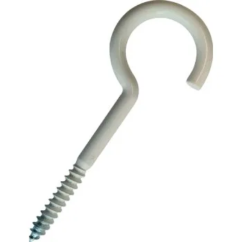 Vrut Hák prádelní s vrutem oplastovaný 6x100mm, plast bílý, 1ks