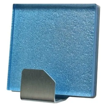 Držák na ručník Háček samolepící QF typ 26 G11, nerez, sklo modré, LUXURY EDITION, 1ks