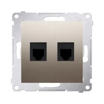 Elektrická zásuvka SIMON 54 Telefonní zásuvka dvojitá RJ12 Zlatá Matná Podomítková DT2.01/44