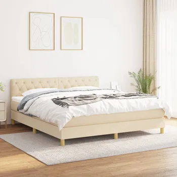 Postel vidaXL Box spring postel s matrací 160 x 200 cm textil [3140869] Barva: krémová