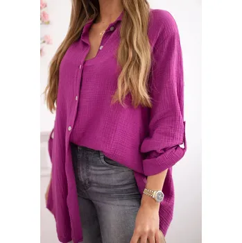 Dámská košile Bavlněná mušelínová košile Plus Size tmavě fialová UNI
