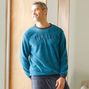 Pánská móda Fleecové pyžamo Hello hebké na dotek paví modrá 77/86 (S)