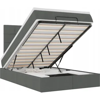 Matrace Otoman s matrací 203x120x118/128 cm, tmavě šedá, matrace 120x200x20 cm b