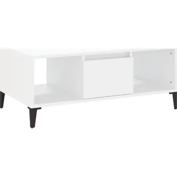 Konferenční stolek Industriální konferenční stolek bílý 90 x 50 x 36,5 cm se zásuvkou a policemi