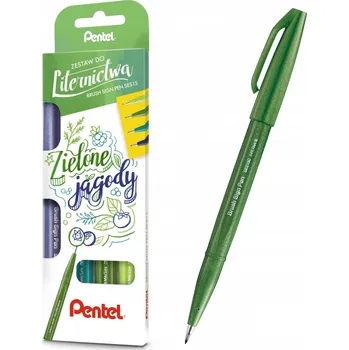 Sada kaligrafických fixů Pentel Brush Pen Zelené Bobule 4 barvy