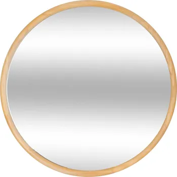 Zrcadlo Zrcadlo nástěnné závěsné kulaté velké dřevěný hnědý rám Ø 55 cm