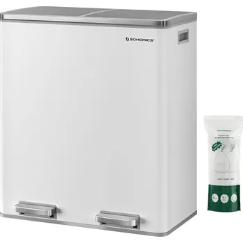 Odpadkový koš s víkem JORDAN 2x30 l bílý