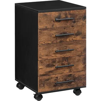 Zásuvkový kontejner Pojízdný kancelářský kontejner Vasagle Dovi 69 cm hnědý/černý