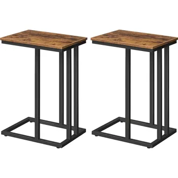 Konferenční stolek Sada 2 ks odkládacích stolků Vasagle Malis hnědá/černá