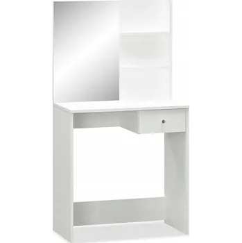 Toaletní stolek Toaletní Stolek matný bílý 75 x 40 x 141 cm s velkým zrcadlem a zásuvkou