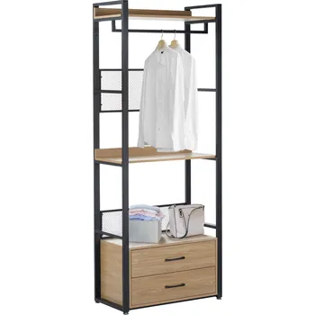 Komoda Regál se zásuvkami KILOS NEW TYP 1 MDF laminovaná dub, kov černý matný lak