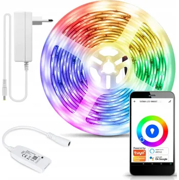 LED páska Sada: RGB LED pásek 5m WiFi Smart Tuya + Napájecí adaptér