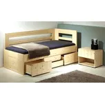 Rohová postel z masivu s úložným prostorem HANNY II. 120x200, smrk