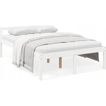 Postel Dřevěná postel pro seniory s úložným prostorem, bílá, 195,5 cm