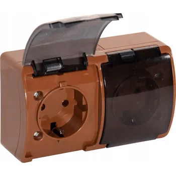 Elektrická zásuvka Elektrická Zásuvka hermetická Viplast hnědá