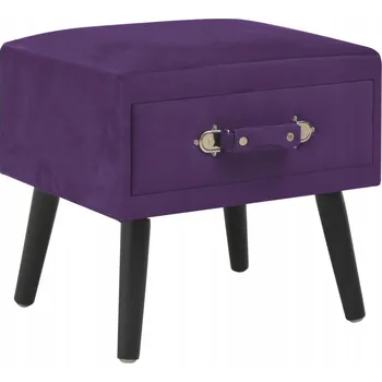 Noční stolek Tmavě fialový noční stolek ze sametu a borovicového dřeva 40x35x40 cm
