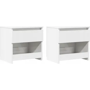 Noční stolek Bílé noční stolky z dřevotřísky, 40 x 30 x 39 cm