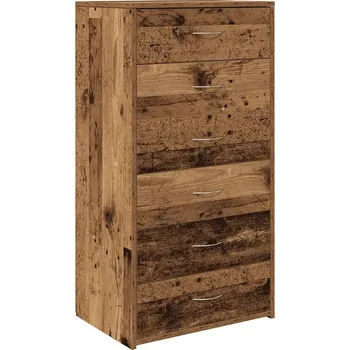 Komoda Komoda v barvě starého dřeva 50 x 34 x 96 cm se 6 zásuvkami