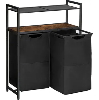 Koš na prádlo Koš na prádlo Vasagle Ermira 100 l černý/hnědý