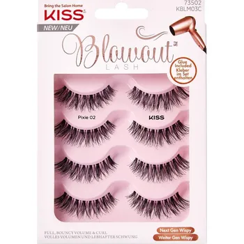 Umělé řasy Umělé řasy v páscích Kiss Blowout Lash Pixie 02, 4 páry, černé