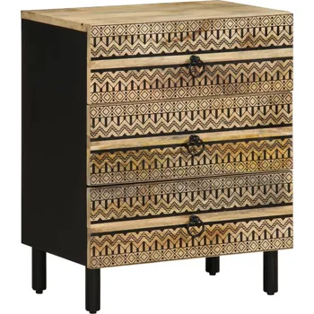 Noční stolek Noční stolek černý 50 x 33 x 46 cm masivní hrubý mangovník