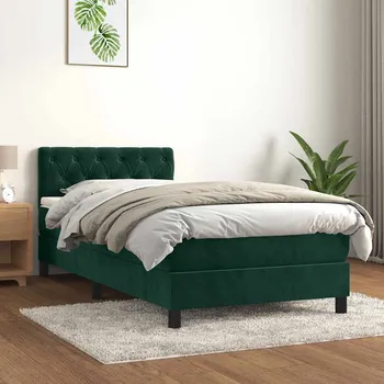 Ložnice vidaXL Box spring postel s matrací 80 x 200 cm samet [3141449] Barva: Tmavě zelená