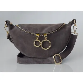 Kabelka Vera Pelle kabelka, kožená kabelka přes rameno z pravé kůže, šedá